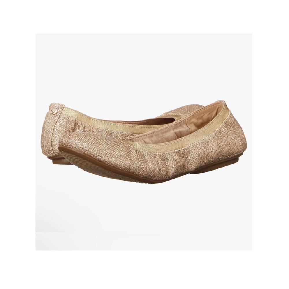 Bandolino Womens Edition Ballet Flat Sparkly Gold Round Toe Pull on NWOB Size 10
